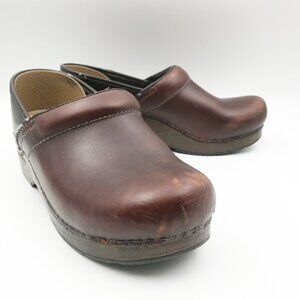 DANSKO Brown Leather Slip On Clogs
